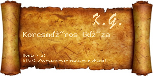 Korcsmáros Géza névjegykártya