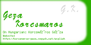 geza korcsmaros business card